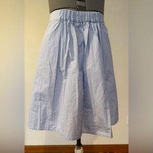 Light Blue and Pink Striped Cotton A-Line Skirt